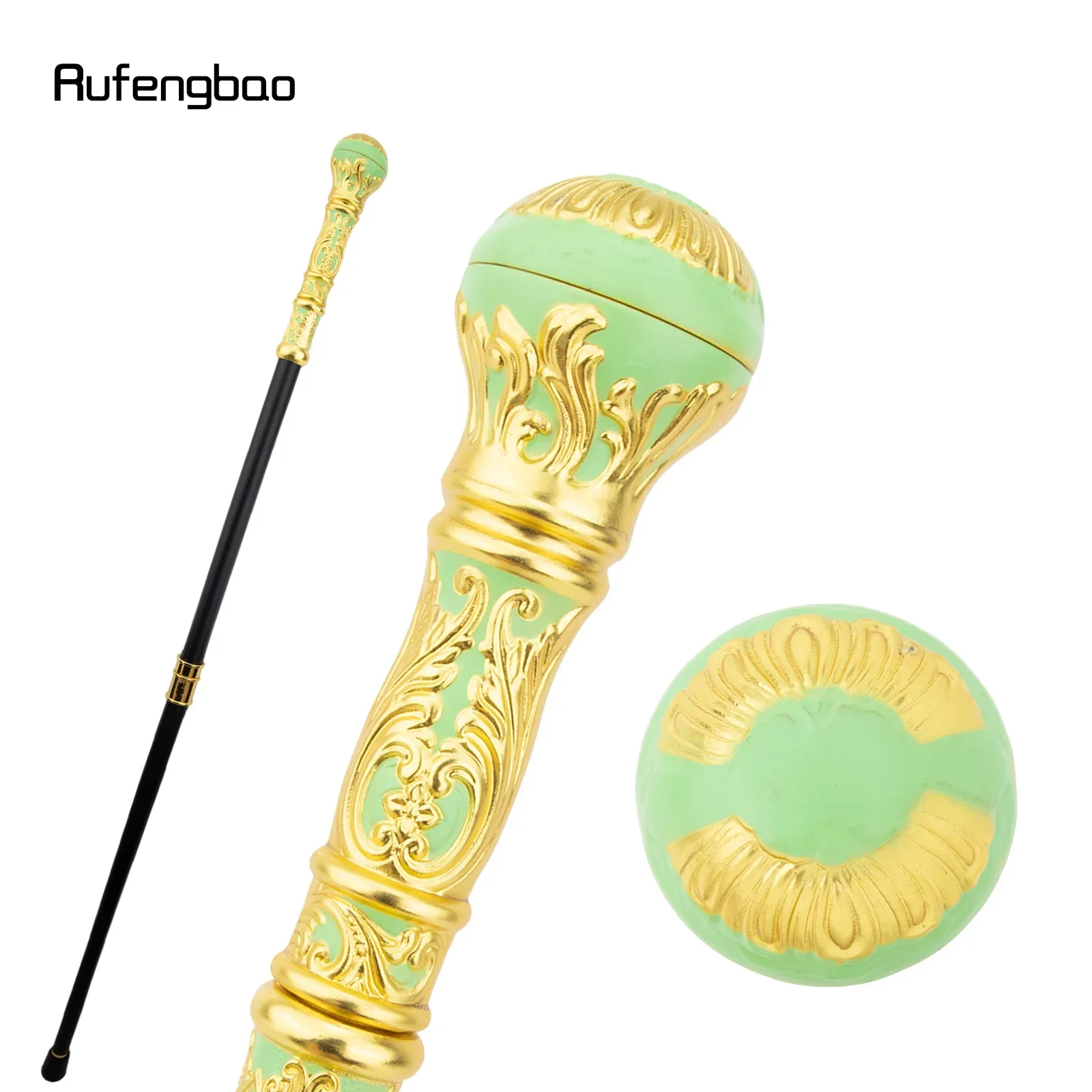 Golden Light Green Luxury Round Fashion Stick  Performance Stage Cane Halloween For Cosplay And Parties, For Cosplay & Party
