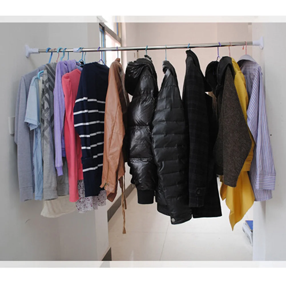 50-80cm 스테인리스 스틸 텔레스코픽 샤워 커튼 봉 텐션 폴 이지 락 확장 봉 도구 필요 없음 옷걸이 봉