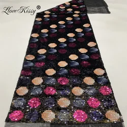 New Mesh Embroidery 5MM Colored Sequin Fabric DIY Sewing Party Wedding Dress Skirt High-quality Glitter Fabric Width 125CM