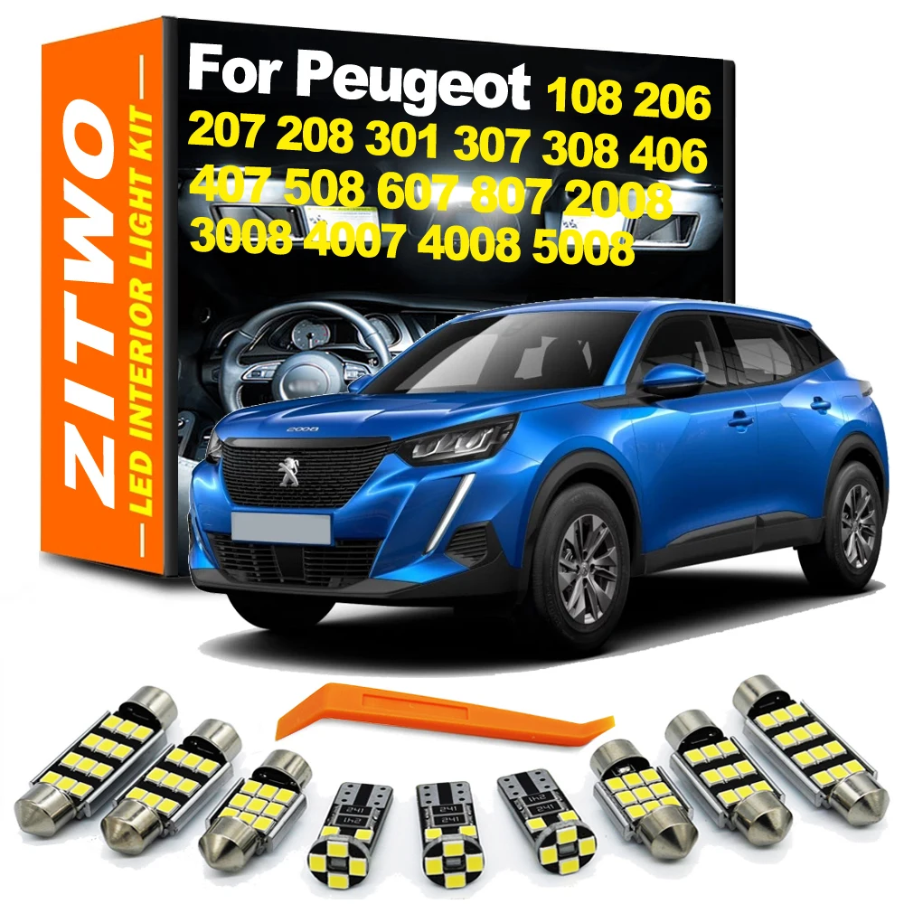 ZITWO No Error LED Interior Light Kit For Peugeot 108 206 207 208 301 307 308 406 407 508 607 807 2008 3008 4007 4008 5008 I II