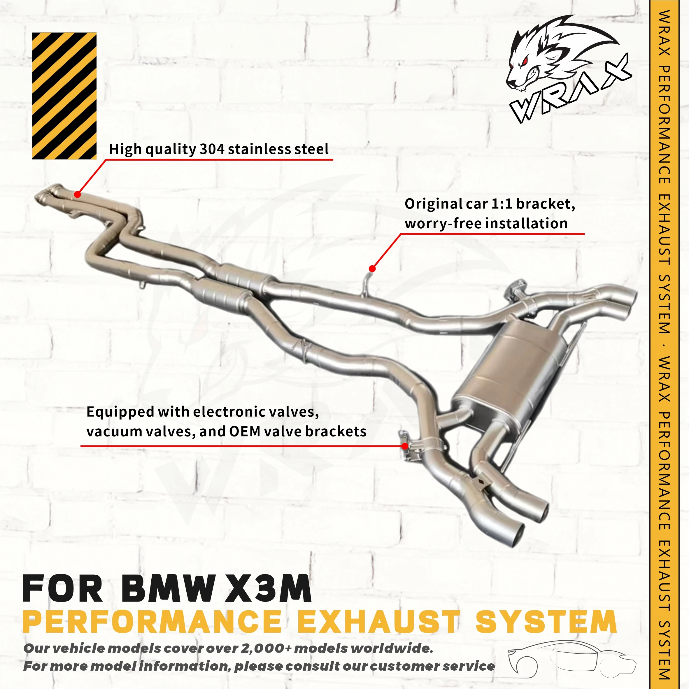 

Sporty Exhaust Sound WRAX 304 stainless steelValved Catback Exhaust For BMW X3M F97 Performance Upgrade Car Accessories