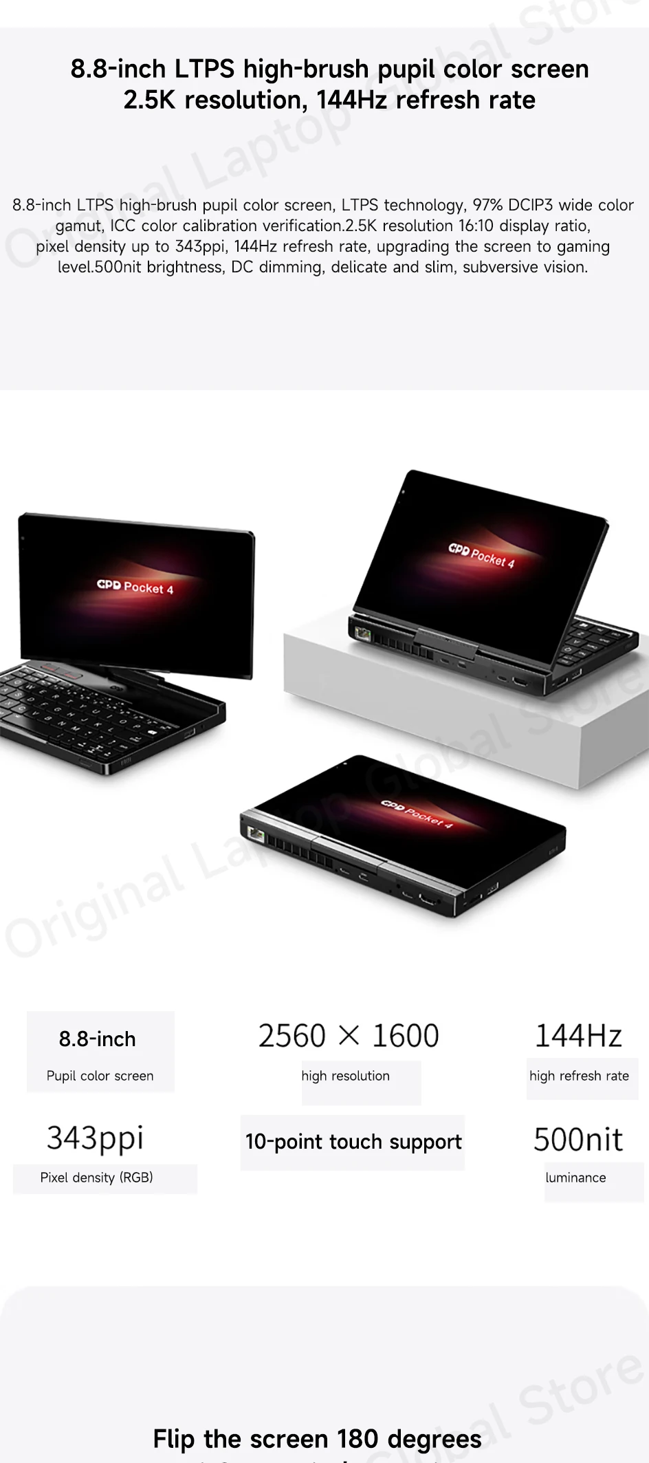 GPD Pocket 4 2025 AMD AI 9 HX 370 32GB/64GB RAM 2TB/4TB SSD 8.8-inch 2.5K Resolution 144 Hz Refresh Rate mini Laptop