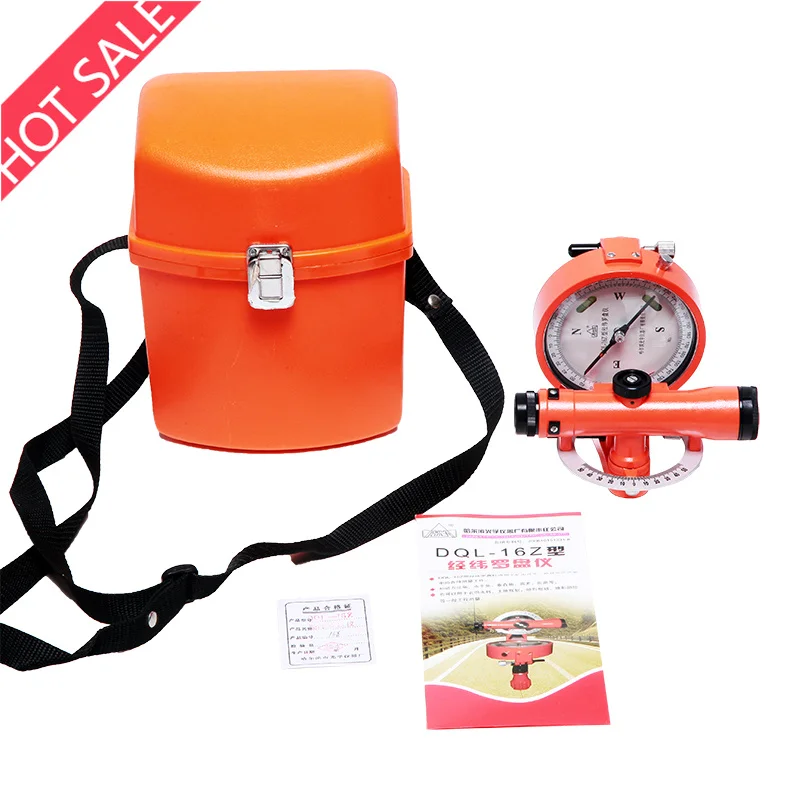 Theodolite, Surveying Compass, Handheld Design, Metal, 16x Magnification, Orange, Forestry Surveys, Camping