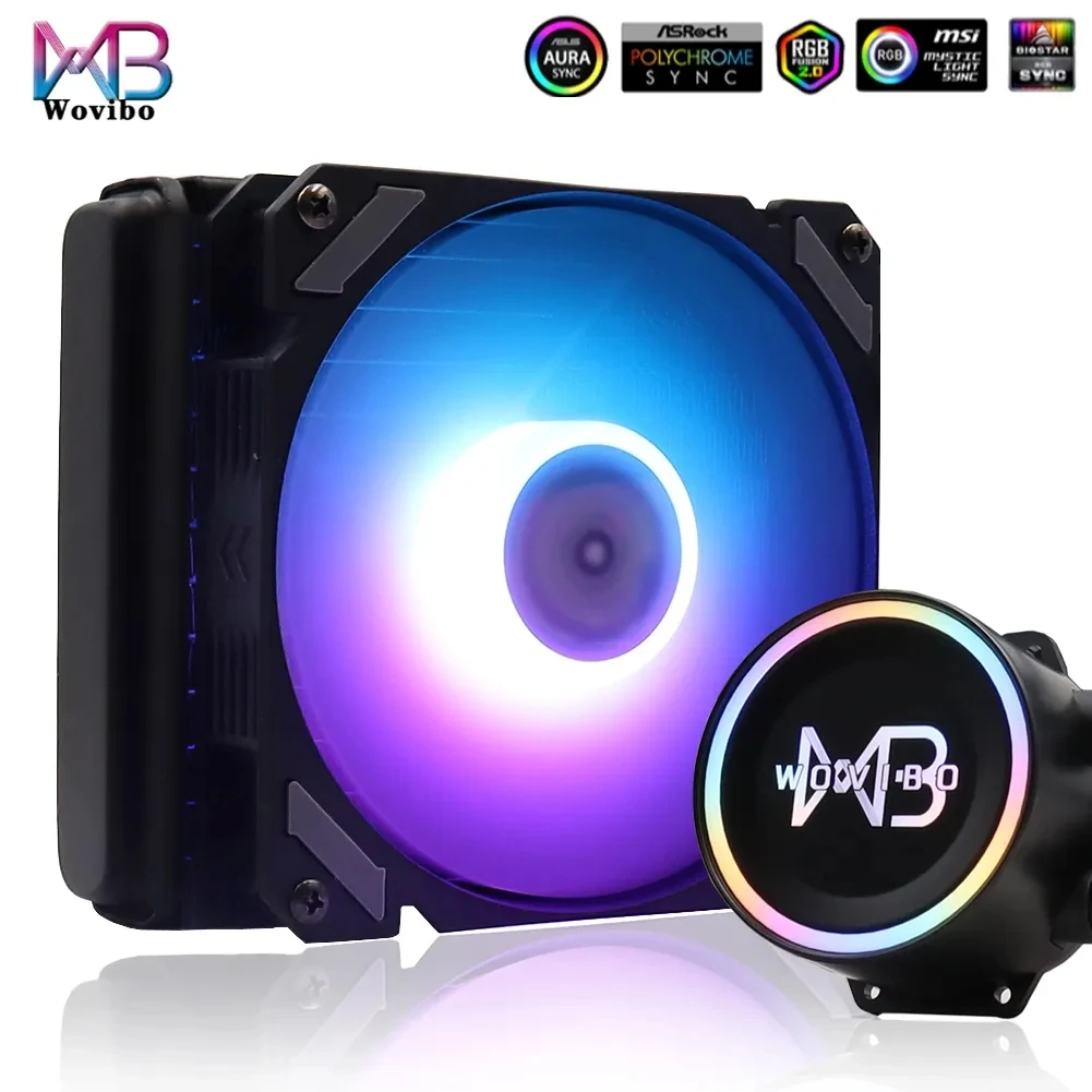 Wovibo-Ventilador de refrigeración por agua para PC, Enfriador de ordenador AIO RGB ARGB, radiador líquido para LGA115X 120 1200 1700 AM4 AM5, 2011mm