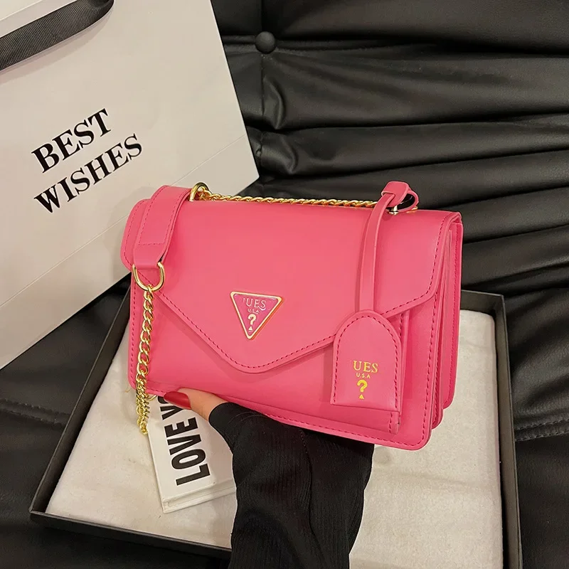 European and American popular inverted triangle logo small square bag for women, 2024 new high-end single shoulder crossbody bag