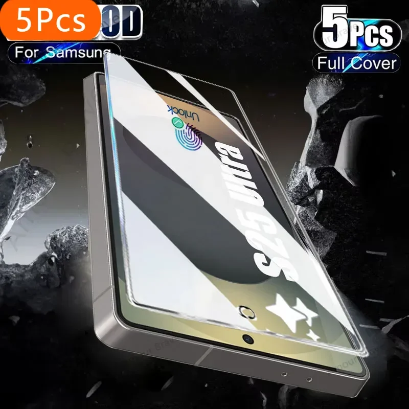 

5PCS Fingerprint Unlock Screen Protector For Samsung Galaxy S25 Ultra S23 FE S22 S21Plus 9H Tempered Glass For Samsung S24 Ultra