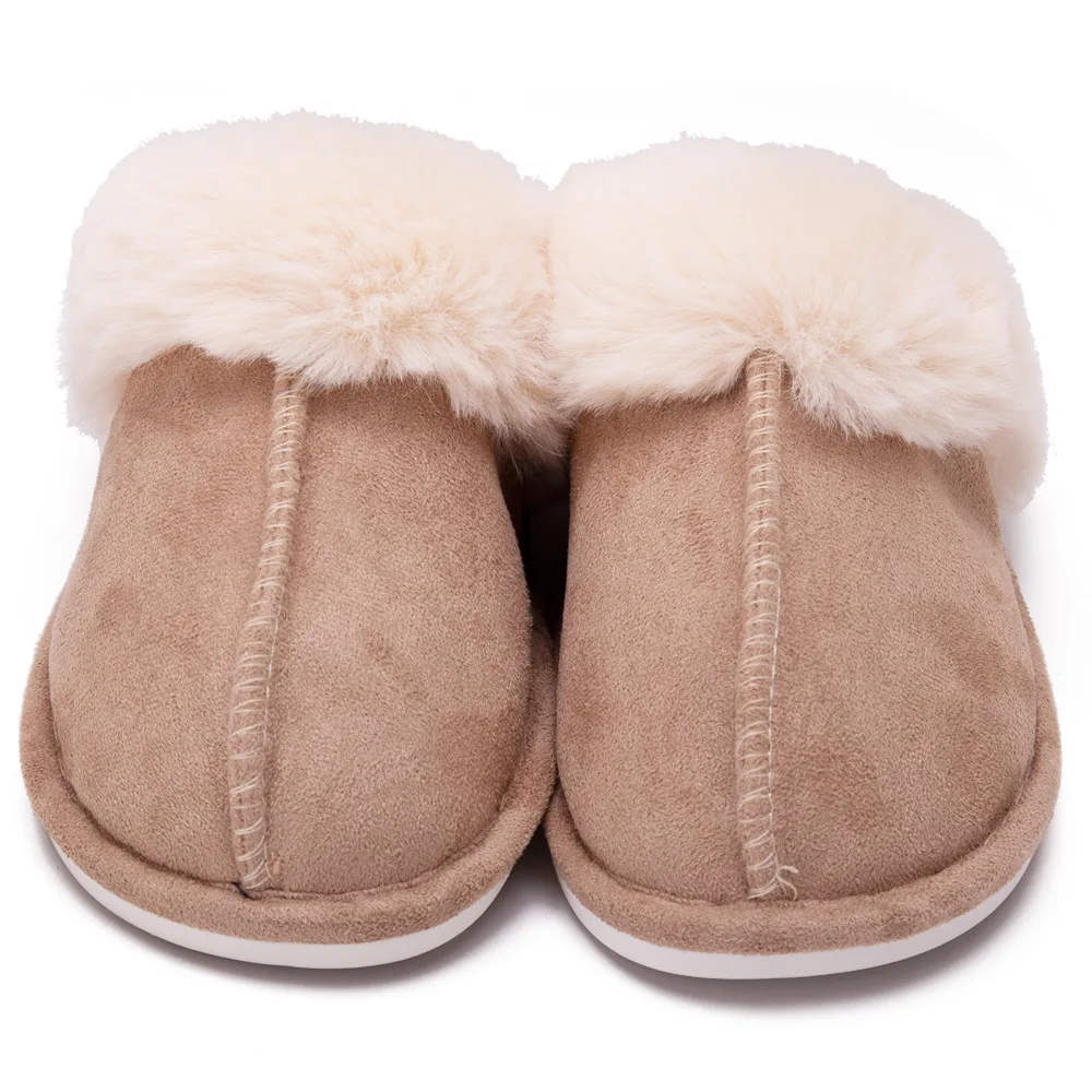 HQF UG Winter Warm Fur Slippers Men Women Couples House Non Slip Soft Shoes Comfort Flat Heel Home Indoor Bedroom Plush Slippers