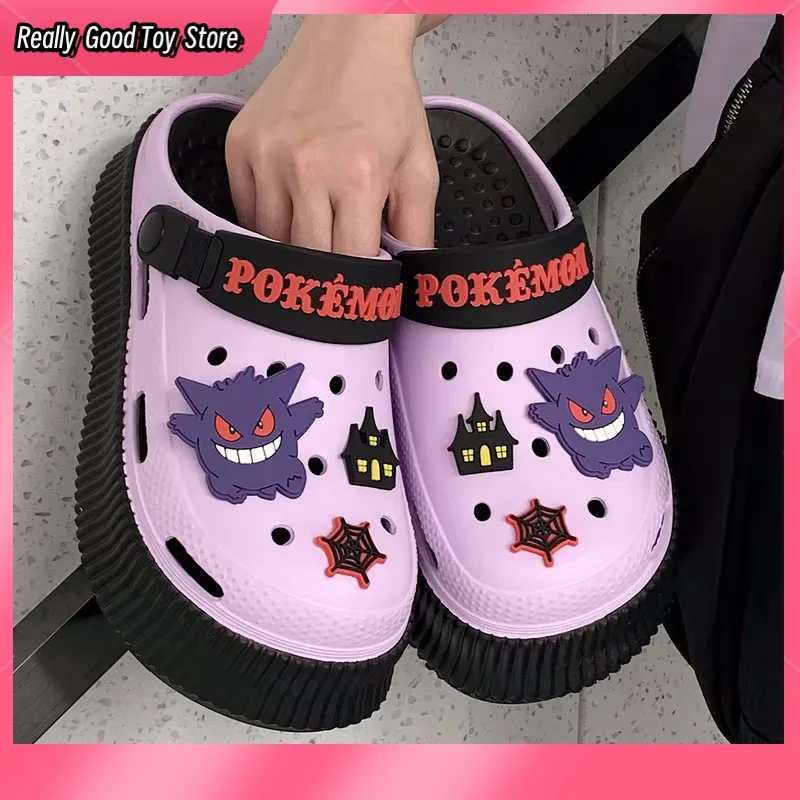 Anime PokéMon Gengar Hole Shoes Women Wear Thick-Soled Ins Trend Personality Celebrity Sandals Slippers In Summer Girl Gift