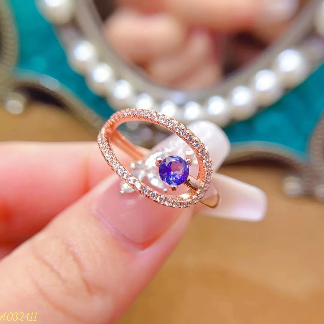 KJJEAXCMY Fine Jewelry Natural Tanzanite Women's Ring S925 Pure Silver Exquisite Inlaid High Clarity Gem Support Testing
