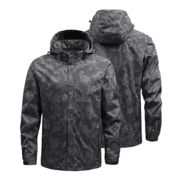 2024 Autumn Casual Men Waterproof Hiking Camping Camo Jackets Outdoor Hooded Windbreaker Jacket For Men