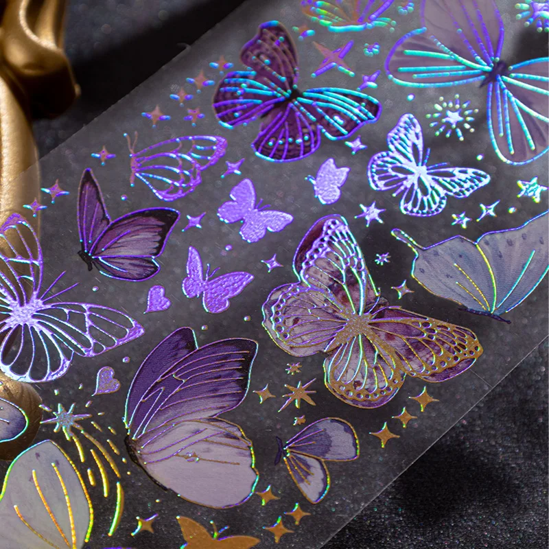 3 Sheets Butterfly themeBronzing flash laser sticker Creativity Decorative Stick Labels Scrapbooking accessories