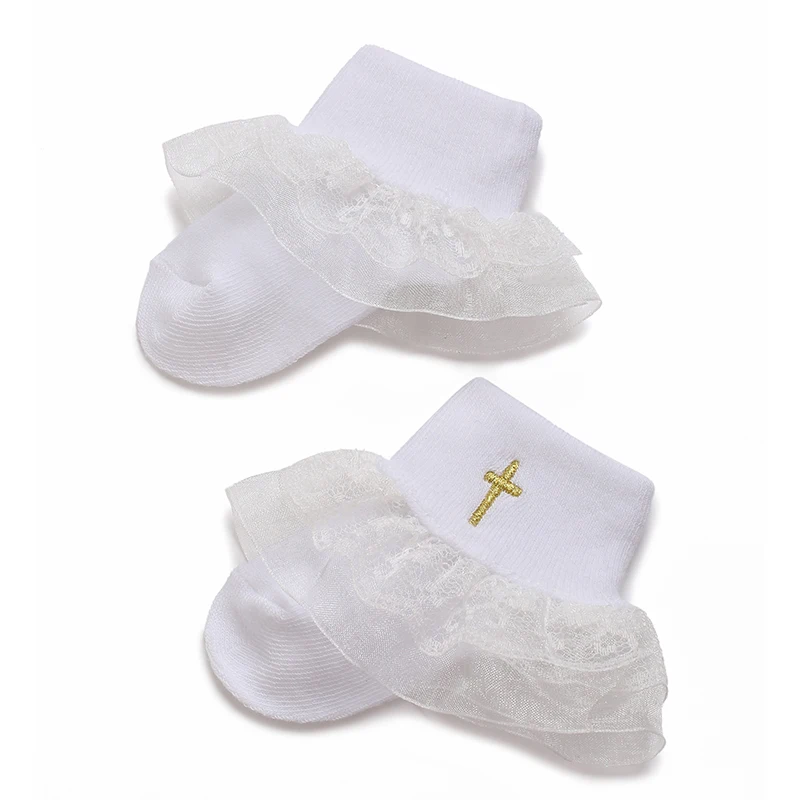 4 Pairs Of Baby Socks With Lace Embroidery 0-18 Months Old Baby Socks Soft And Skin Friendly Cotton Socks