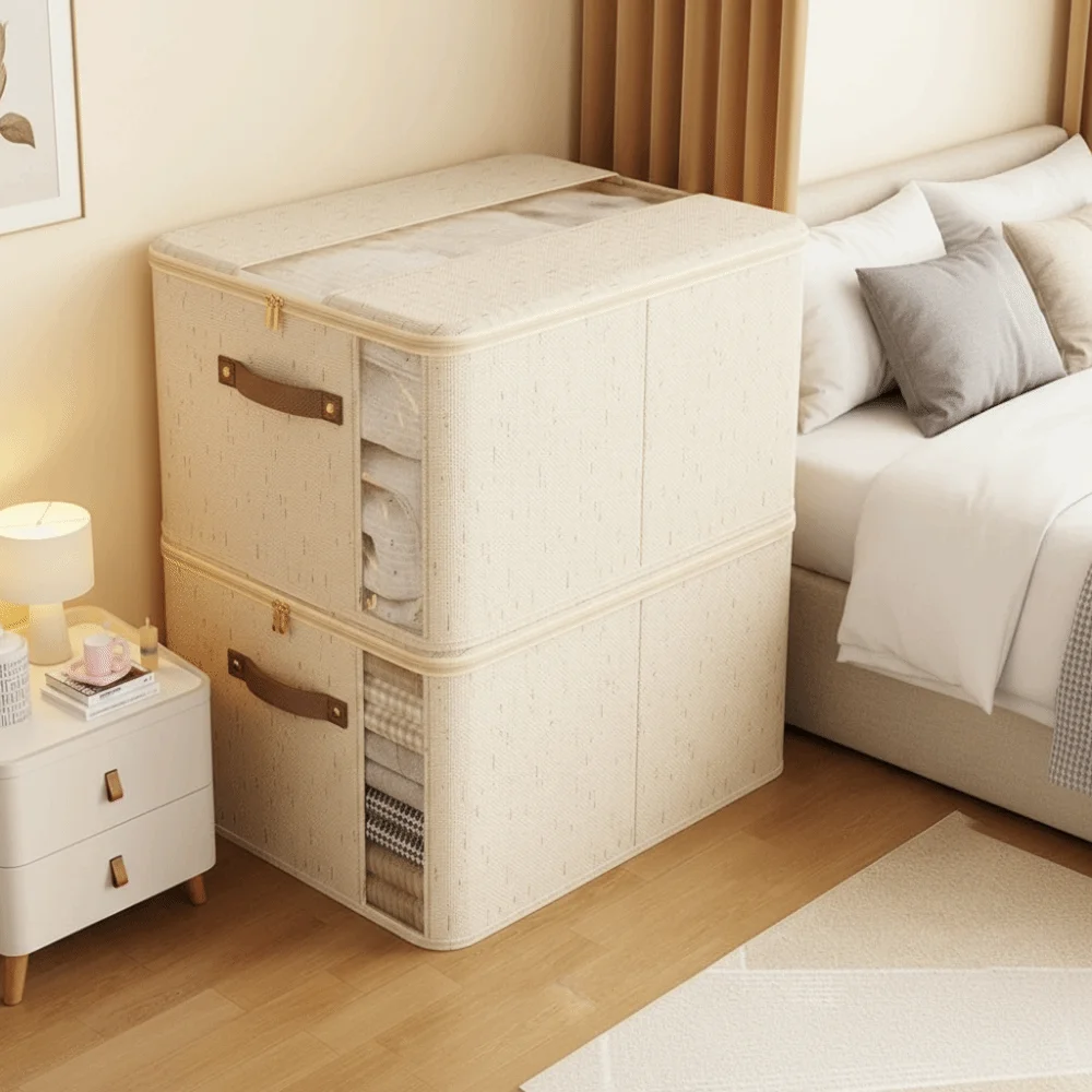 

Visible Clothes Quilts Storage Bag Large Capacity Dustproof Quilt Zipper Container with Lid Foldable Blanket Comforter Bags