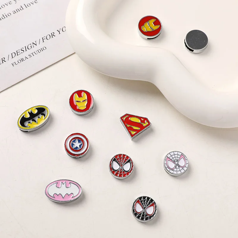 8mm Enamel Spiderman Superman Charms Accessories Suitable for Wrist Bracelets DIY Disney Bead for Jewelry Making Kids Gifts