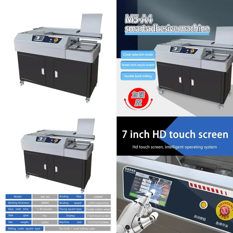 for COLORDOWELL M5 Industrial Electric Automatic Glue Machine A4 Office Equipment New 400 Volumes Hour Touch Screen Post