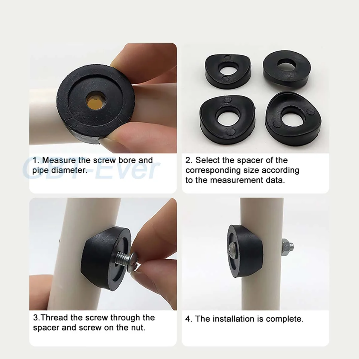 Plástico curvo Duckbill Spacer pedaço, tubo redondo comum oco, cadeira de fixação peça arruela, diâmetro 16, 19, 25mm, 6, 8mm, 10-100pcs