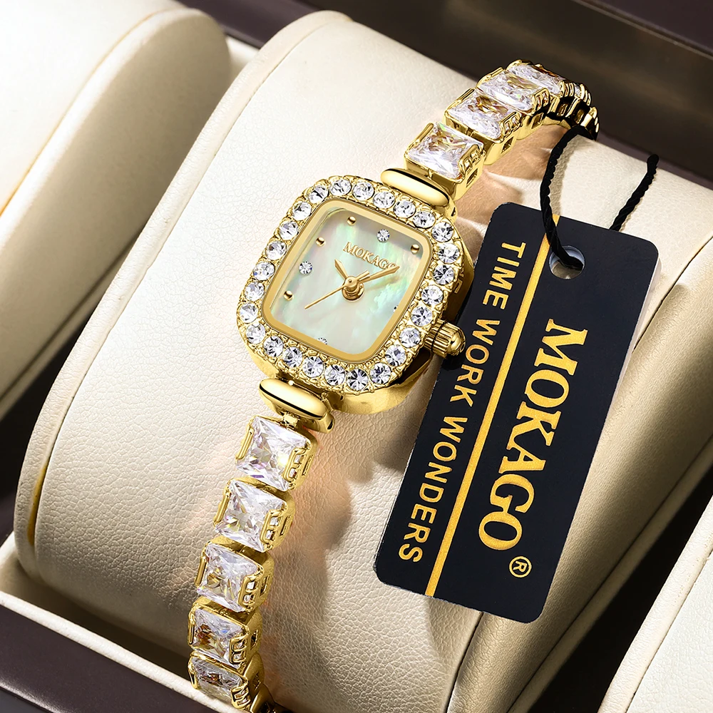 2025 Hot Brand Copper Bracelet Zircon Watch Women Luxury Gift Quartz Wristwatch Female Fashion Square Quartz Diamonds Watches