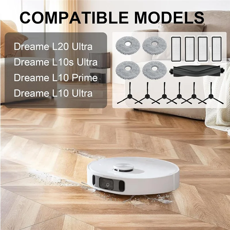 لـ Dreame L20 Ultra/ L10S Ultra/ L10 Ultra، فرشاة جانبية رئيسية فلتر Hepa ممسحة قماش أكياس غبار قطع غيار المكنسة الكهربائية-A5