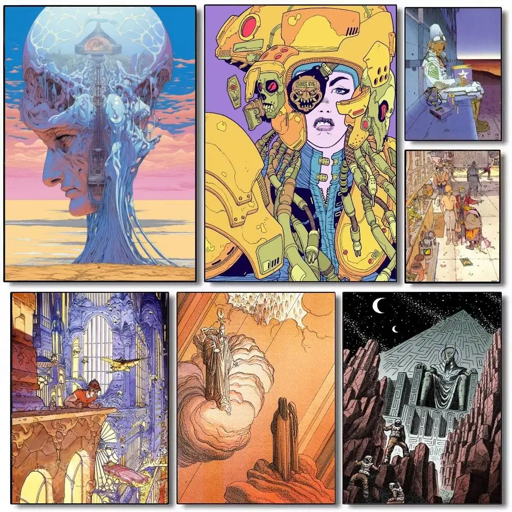 Moebius caricista Anime videojuego lienzo arte carteles Vintage pegatina Retro adhesiva DIY habitación Bar cafetería decoración de la habitación