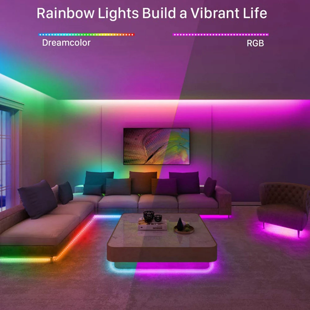 CMHI-32.8Ft LED Lights For Bedroom APP Control Music Color Changing LED Strips Lights For Room Home Decoration