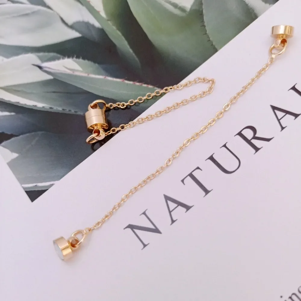 

14K Gold-plated Cylindrical Safety Chain, Magnetic Buckle At The End, Anti-drop Iron Buckle, Diy Bracelet, 6mm