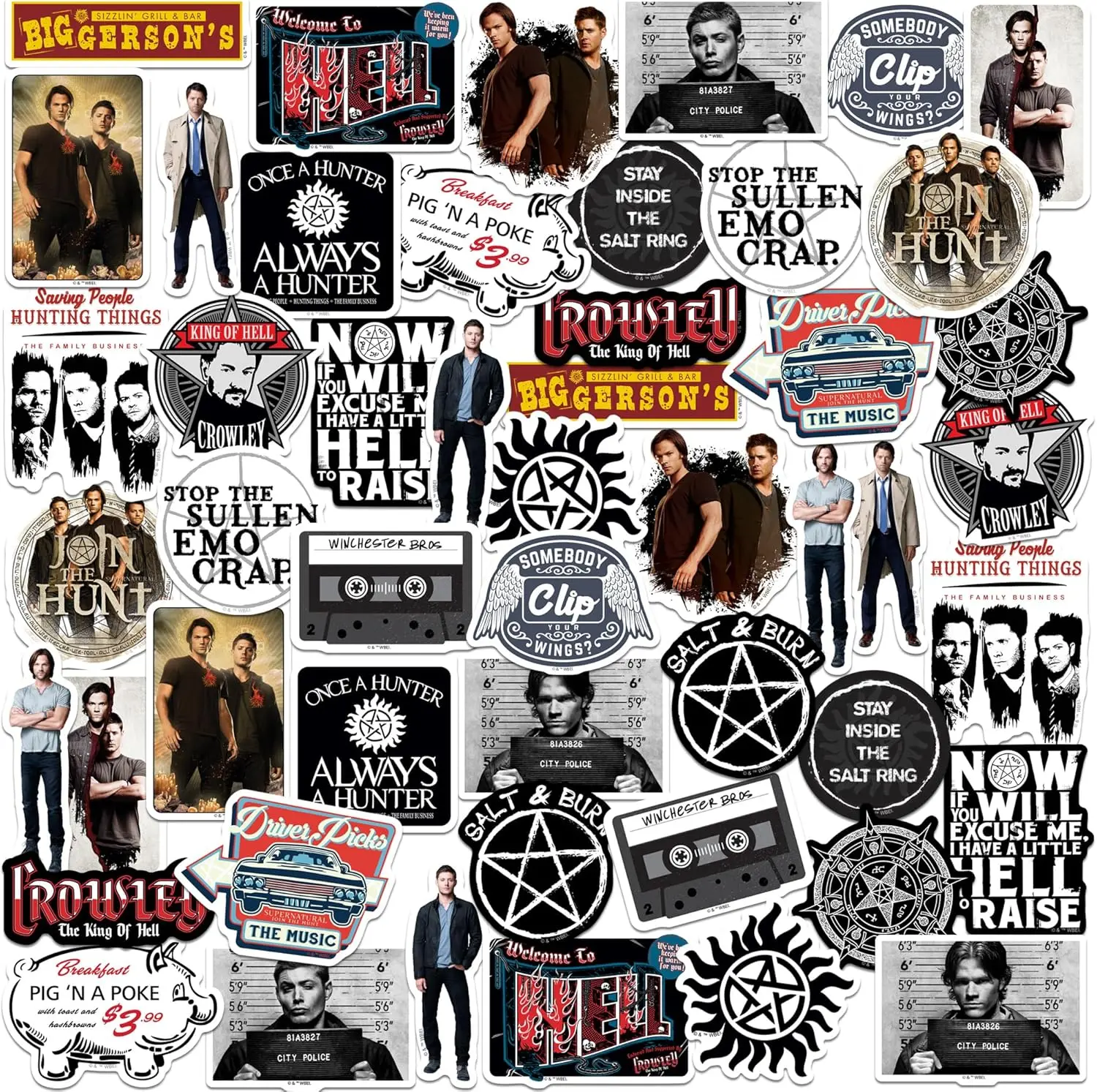 

Supernatural Variety 50ct Vinyl Large Deluxe Stickers Variety Pack – Die Cut Decals for Laptop, Water