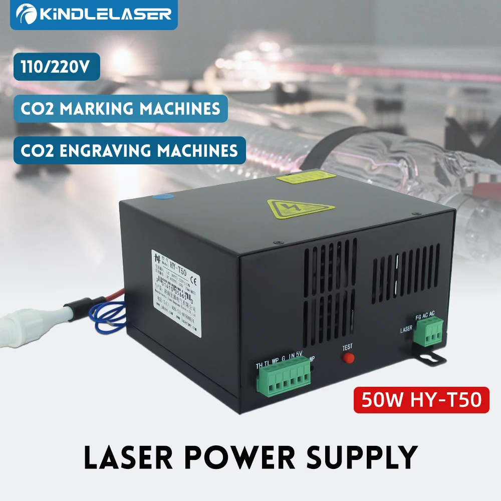 Alimentazione elettrica del Laser di CO2 di KINDLELASER 50W HY-T50 per la tagliatrice dell'incisione Laser di CO2 HY-T50 serie T / W