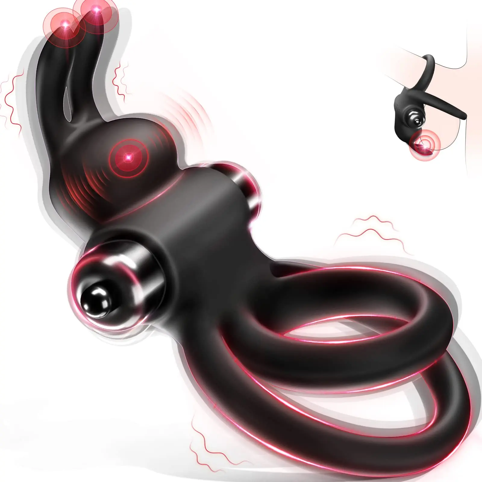 Vibrating Cock Ring Sex Toy - Male Sex Toys for Men Vibrator Double Penis Ring Couples Sex Toys Adult Toys Mens Sex Toys with R