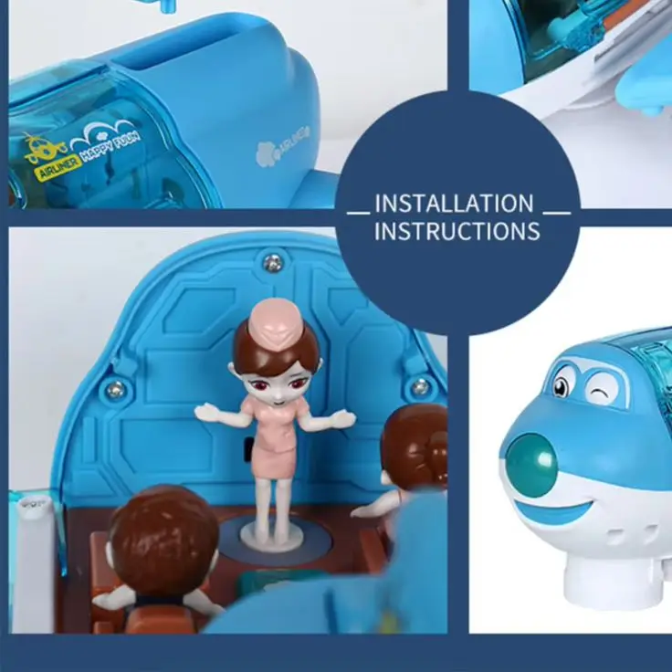 

Air Plane Toy Set Cartoon Electric Cartoon Air Passenger Jet Lights Music Rotating Aircraft Plane Toys Dor Kids Gift