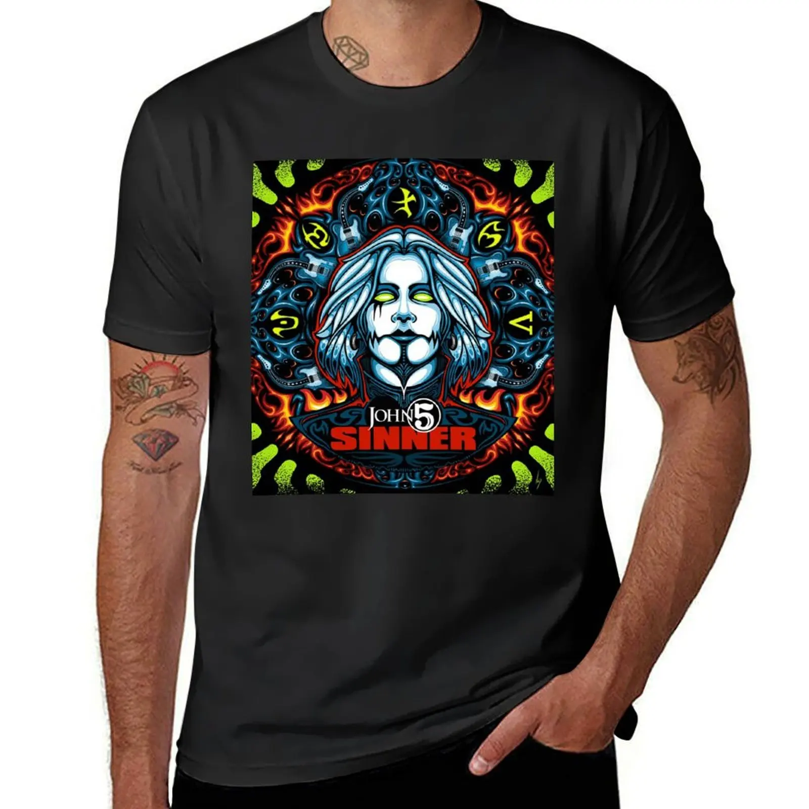 

twojo John 5 sinner tour 2021 T-Shirt vintage clothes Short sleeve tee boys animal print plus sizes T-shirts for men cotton