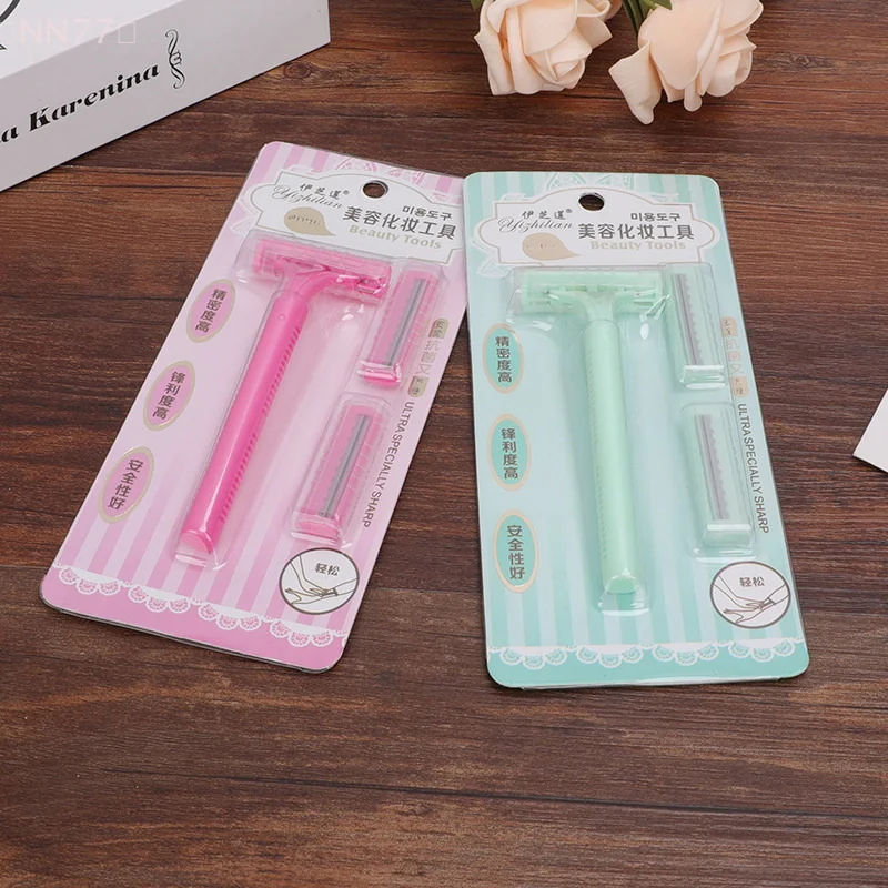 1 ชุดไม่เจ็บปวดรักแร้ผมมีดโกนเครื่องโกนหนวด ERGONOMIC Handle สบาย Grip 2 ใบมีดโกนหนวดมีดโกนเครื่องมือความงาม