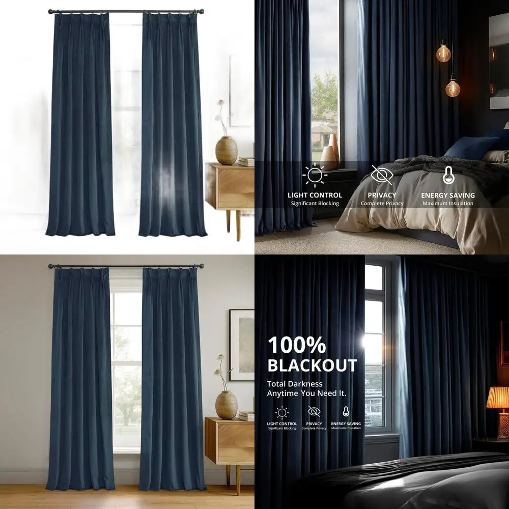 

Плиссированная светонепроницаемая штора Midnight Blue 25W x 108L дюймов для гостиной и спальни