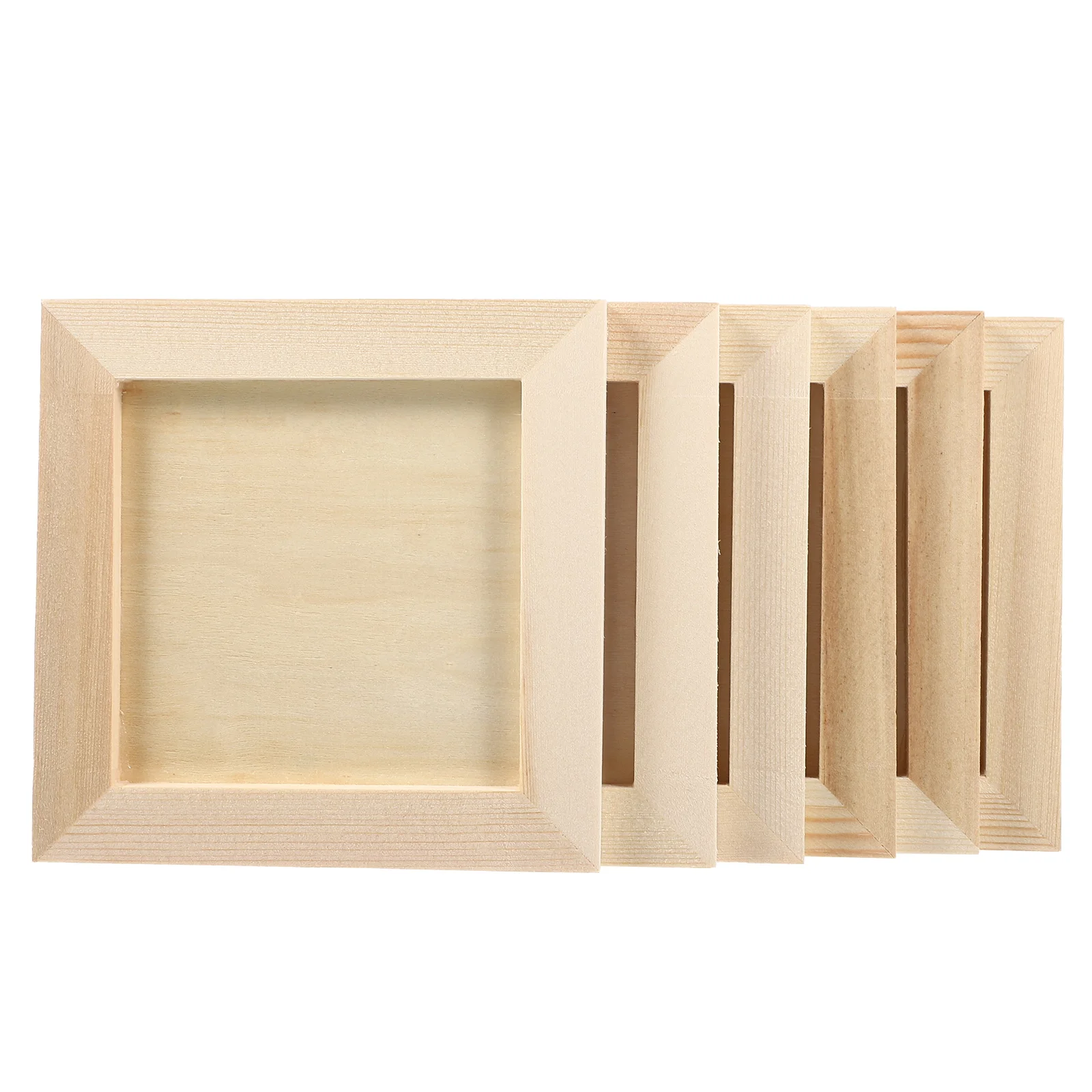 6Pcs Wooden Photo Frames Trays Painting Special Storing Trays Blocks Puzzle Trays Wood Panel Boards Kids Toys Craft Supplies