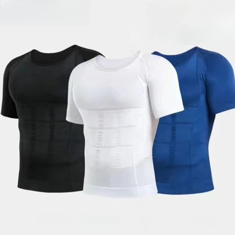 

Cross Border Nylon Filament Men Shapewear with Waist and Chest Cinching Short Sleeves for Shaping and Gathering Without Leaving
