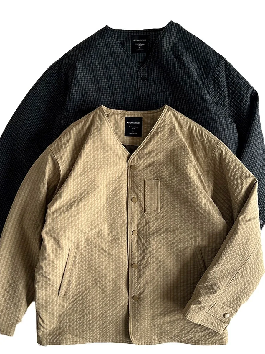 

Winter New Men's Loose Fit Cotton Jaet Retro American Sle Button Decorated Polyester Fiber Youth Trend Thiened Quilted ...