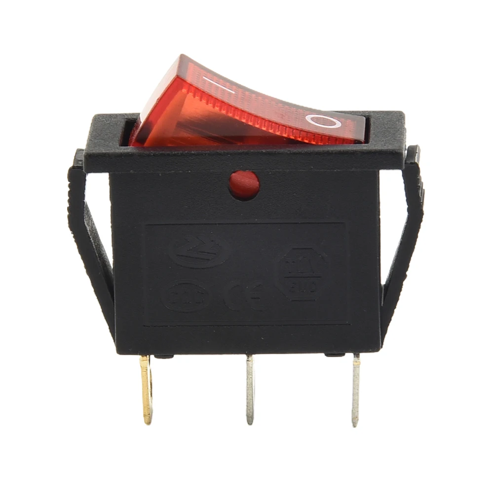 Tools Red With Light On-Off 3pin 1 Piece High Quality ON-OFF 3Pin 15A 250V Easily Installed SPST Slim Type Snap Type