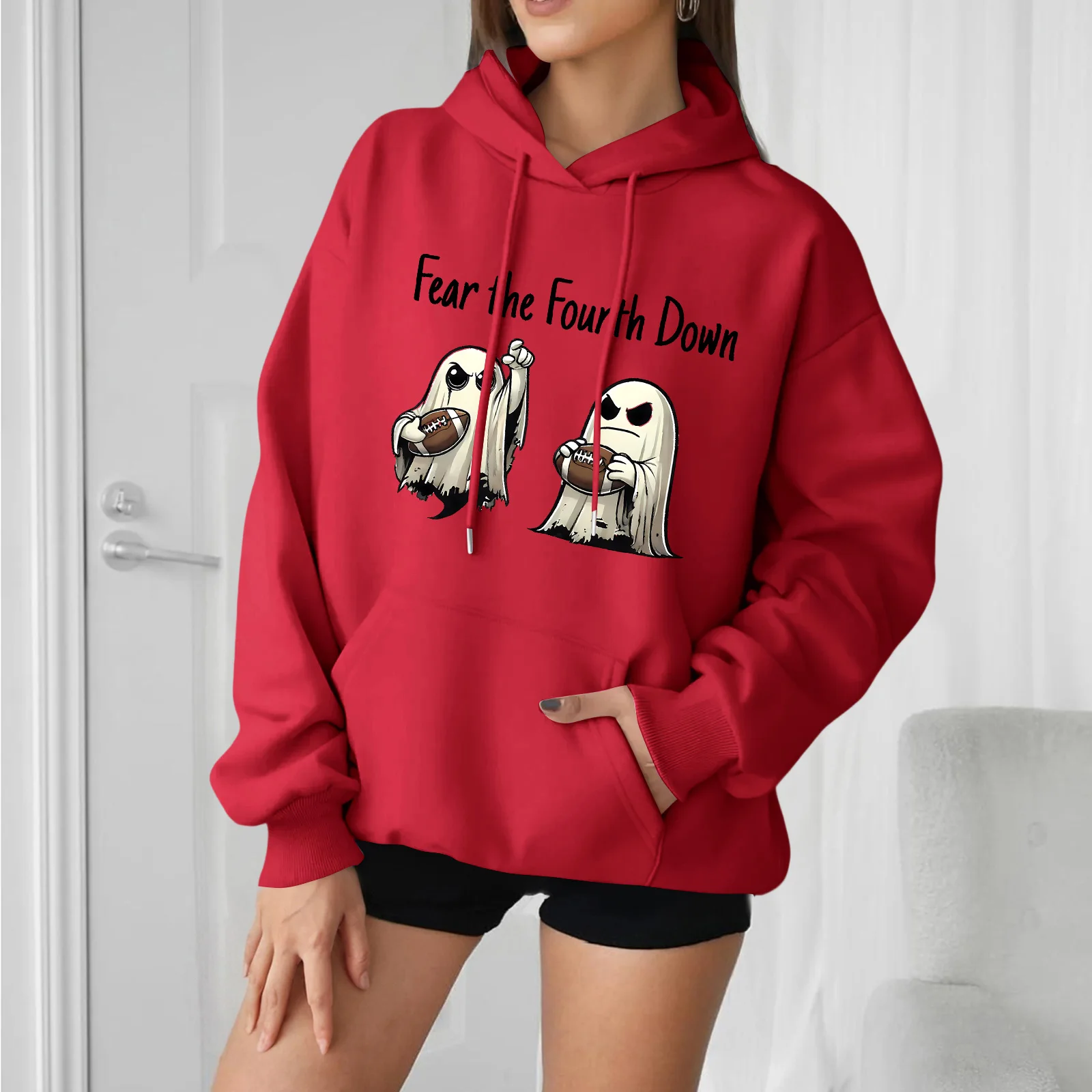 2025 femmes décontracté mode confortable col rond avec capuche à manches longues Halloween imprimé chaud sweat Sudaderas De Mujer