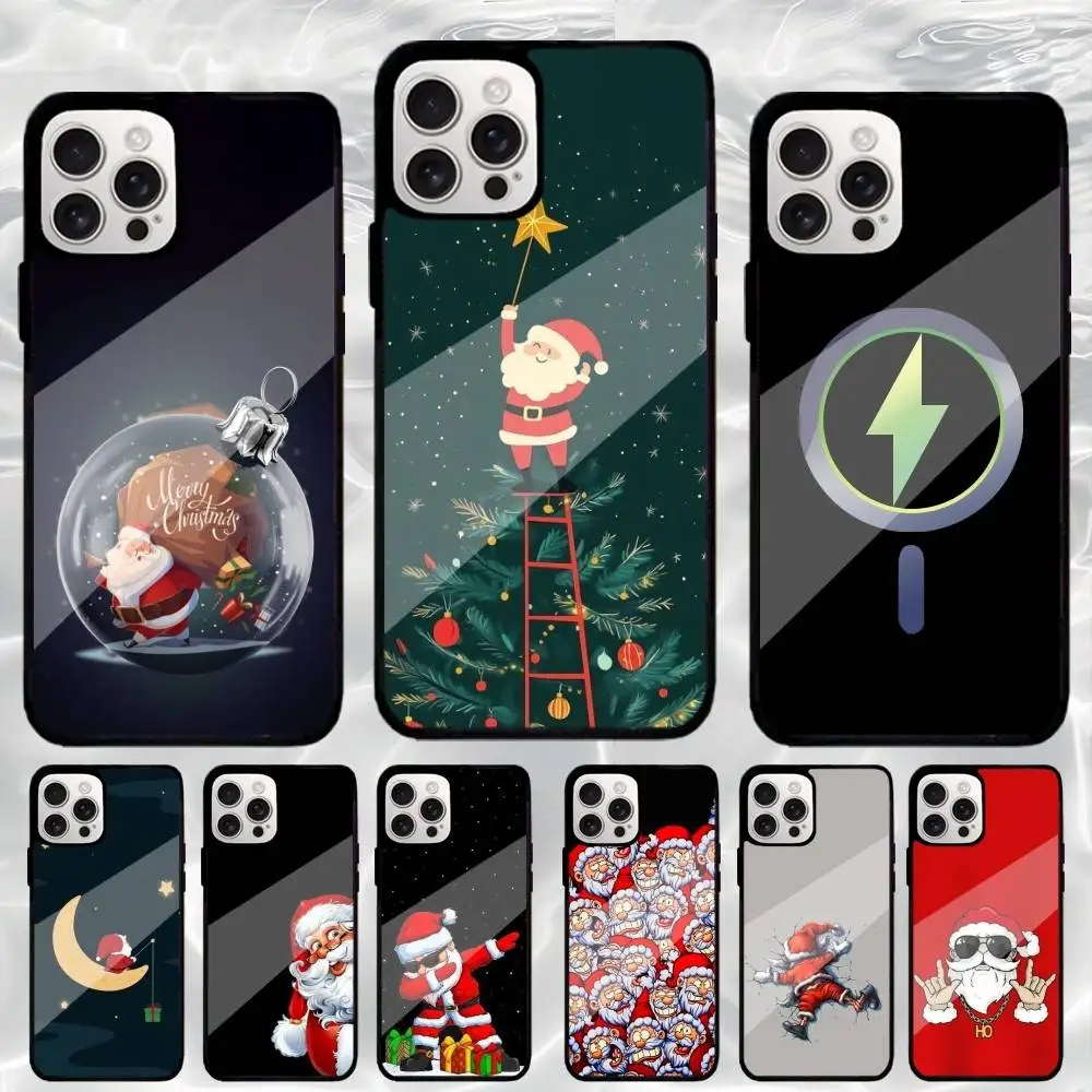 

S-Santa claus cartoon christmas Phone Case For iPhone17,16,15,14,13,12,11 Plus,Pro Max Magnetic Magsafe Wireless Charging