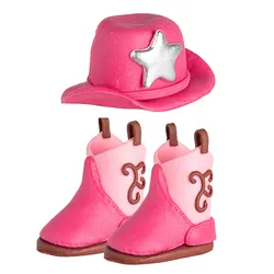 3Pcs Pink Cowboy Cake Decorations Cowboy Hat Boot Cake Toppers Western Cowgirl Birthday for Western Theme Party Favors Supplies