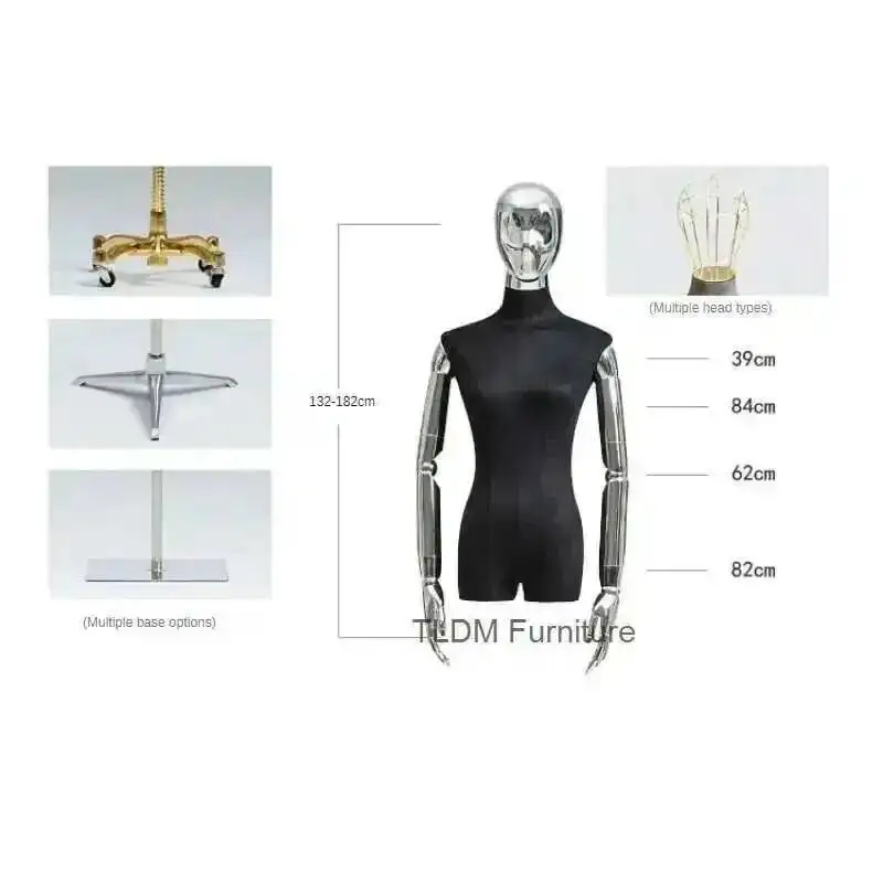 

Arms Mannequins Korea Head Silver Musk Velvet Body Female Model Props Doll Dress Clothing Models Mannequins Display Rack