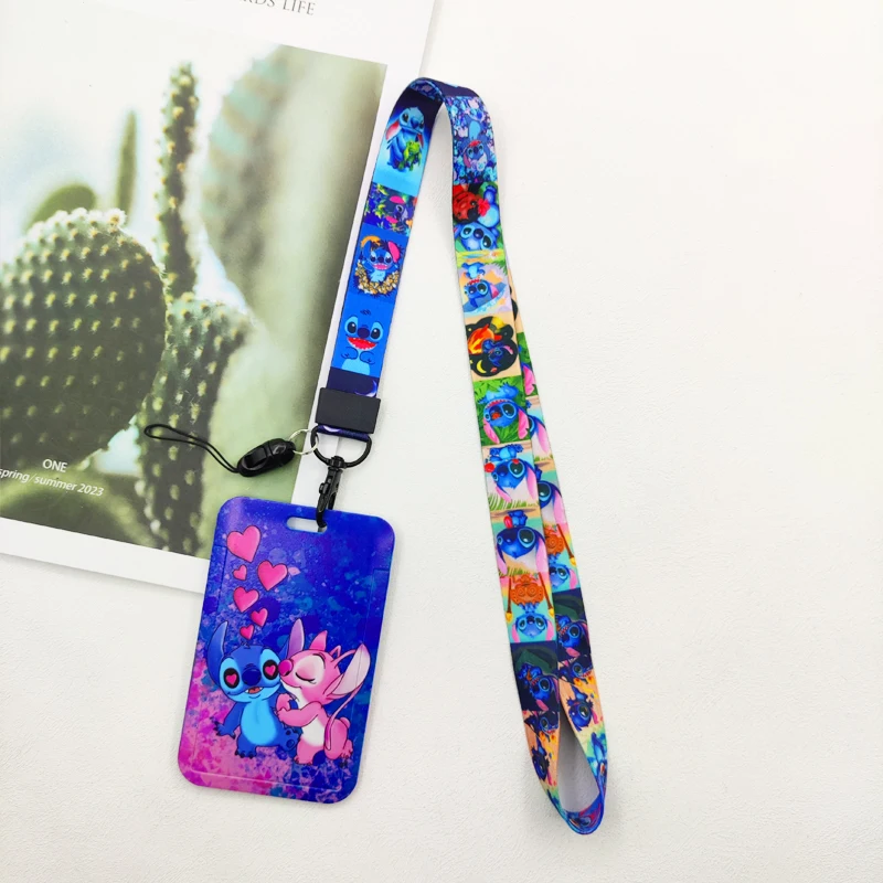 Leuke Lilo Stitch Lanyard ID-kaarthouder Pass Mobiele telefoon Charme Nekbanden Credential ID Badge Holder Case