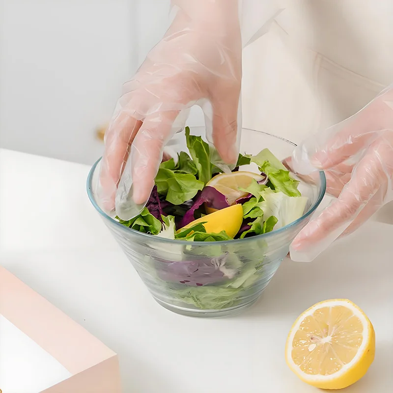 قفازات TPE للاستعمال مرة واحدة - سميكة وغير قابلة للانزلاق ومقاومة للاهتراء، مناسبة للخبز والمطبخ