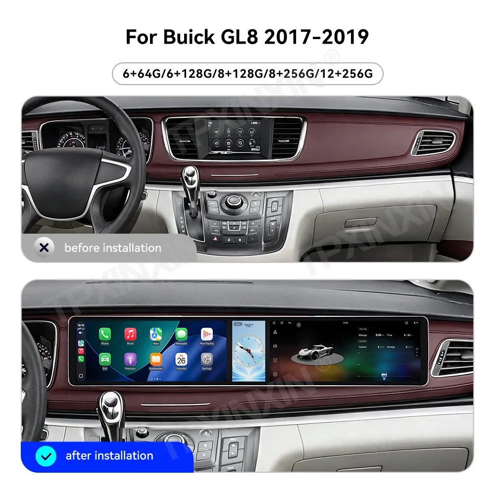 12.3+12.3 Inch Screen Car Radio For Buick GL8 2017-2019 Android Auto GPS Navigation Multimedia Video Stereo Receiver Head Unit