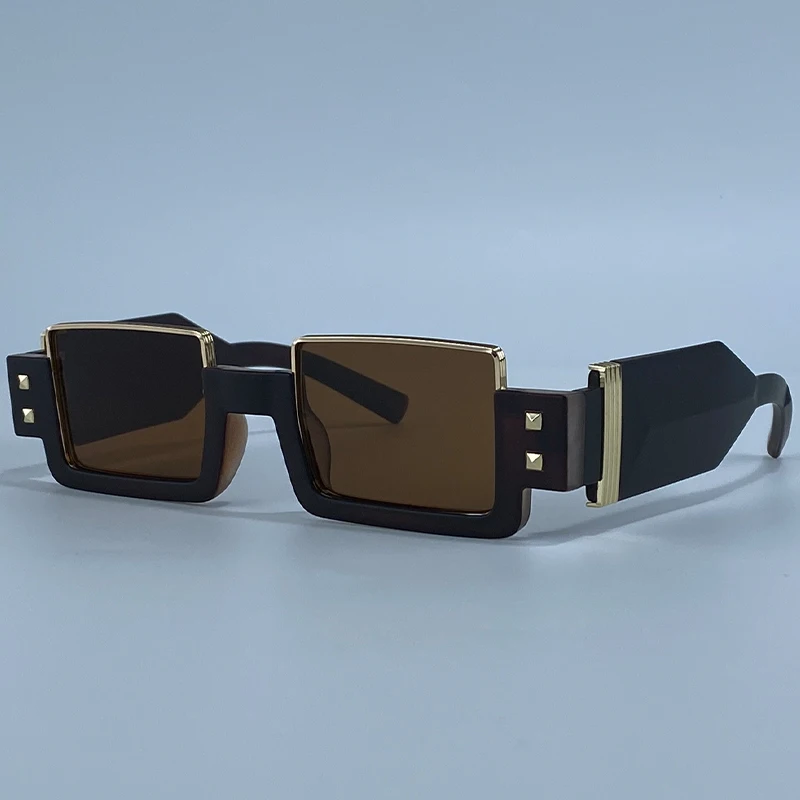 Vintage Gothic Steampunk Rechteckige Sonnenbrille für Herren 2026 – Luxusmarke, kleine Punk-Sonnenbrille für Männer mit breiten Bügeln, Retro-Schattierungen – Detail 16