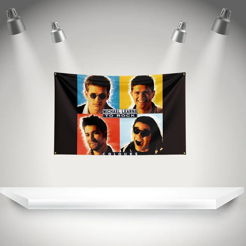 M-Michael Learns to rock Flag Music Band Banner   HD Printing Tapestry Exhibition Music Band Fans Garage Decor