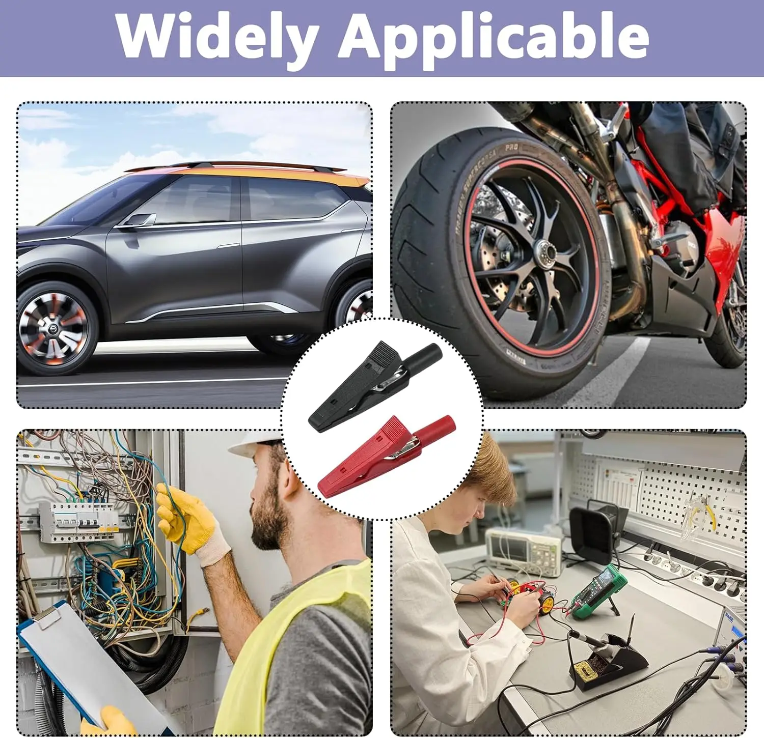 Insulated Welding Alligator Clip Battery Testing Clip Banana Plug Adapter Crocodile Clamp Probe Connector Electrical Banana Jack