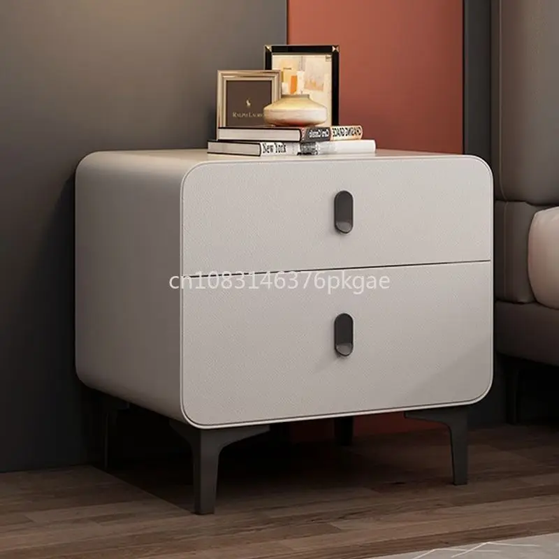 Light Luxury Solid Wood Bedside Table Creative Simple Modern Narrow Edge Round Cream Style Storage Furniture