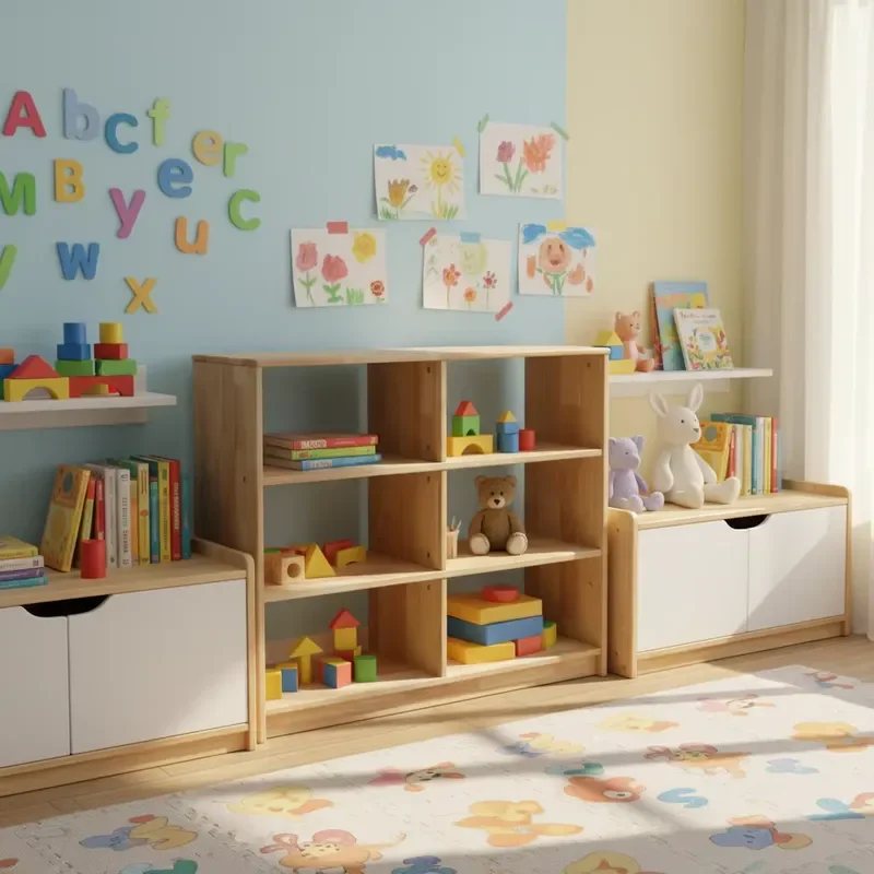 Six Layer Wooden Cabinet For Kids Bedroom Modular Locker Adjustable Storage Unit Safe Reliable Furniture For School Classroom