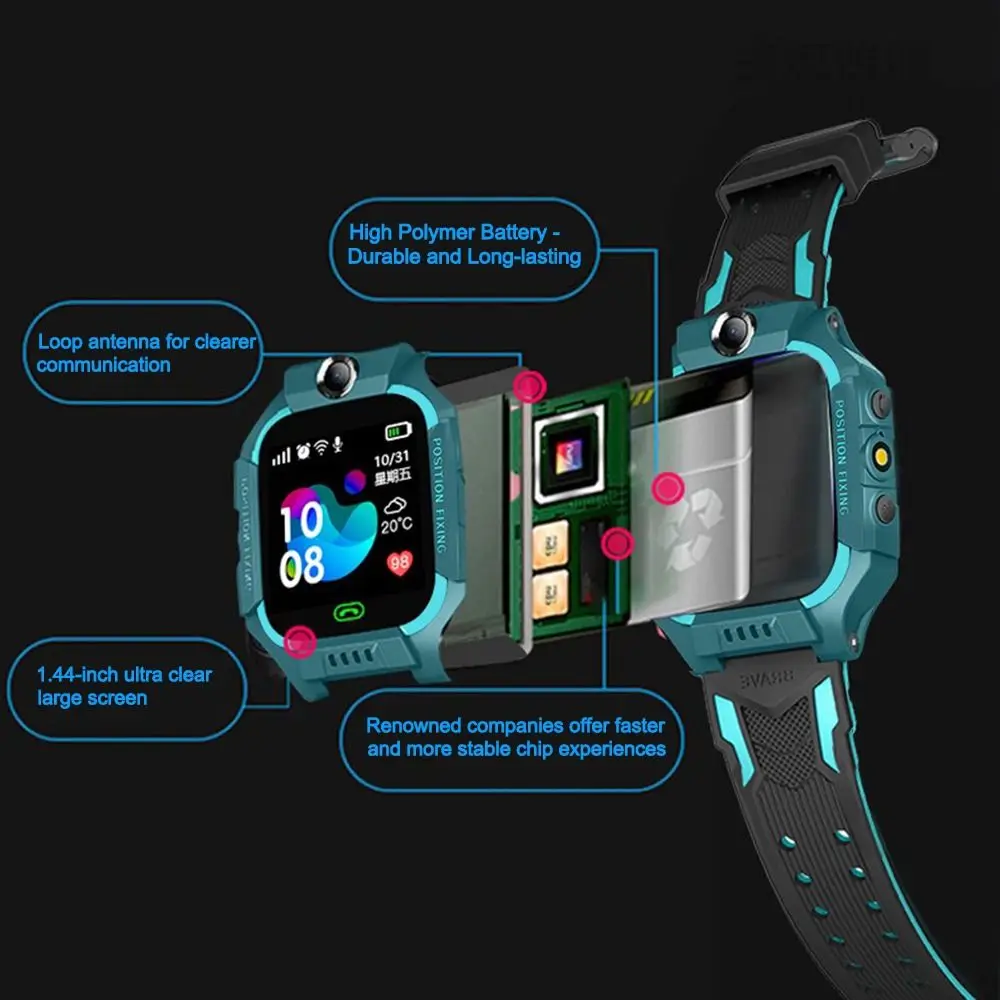 

New SIM Card Watches Dual Camera IP67 Waterproof Waterproof Smartwatch Footprint Tracking 360°Flip Alarm SOS Phone Children