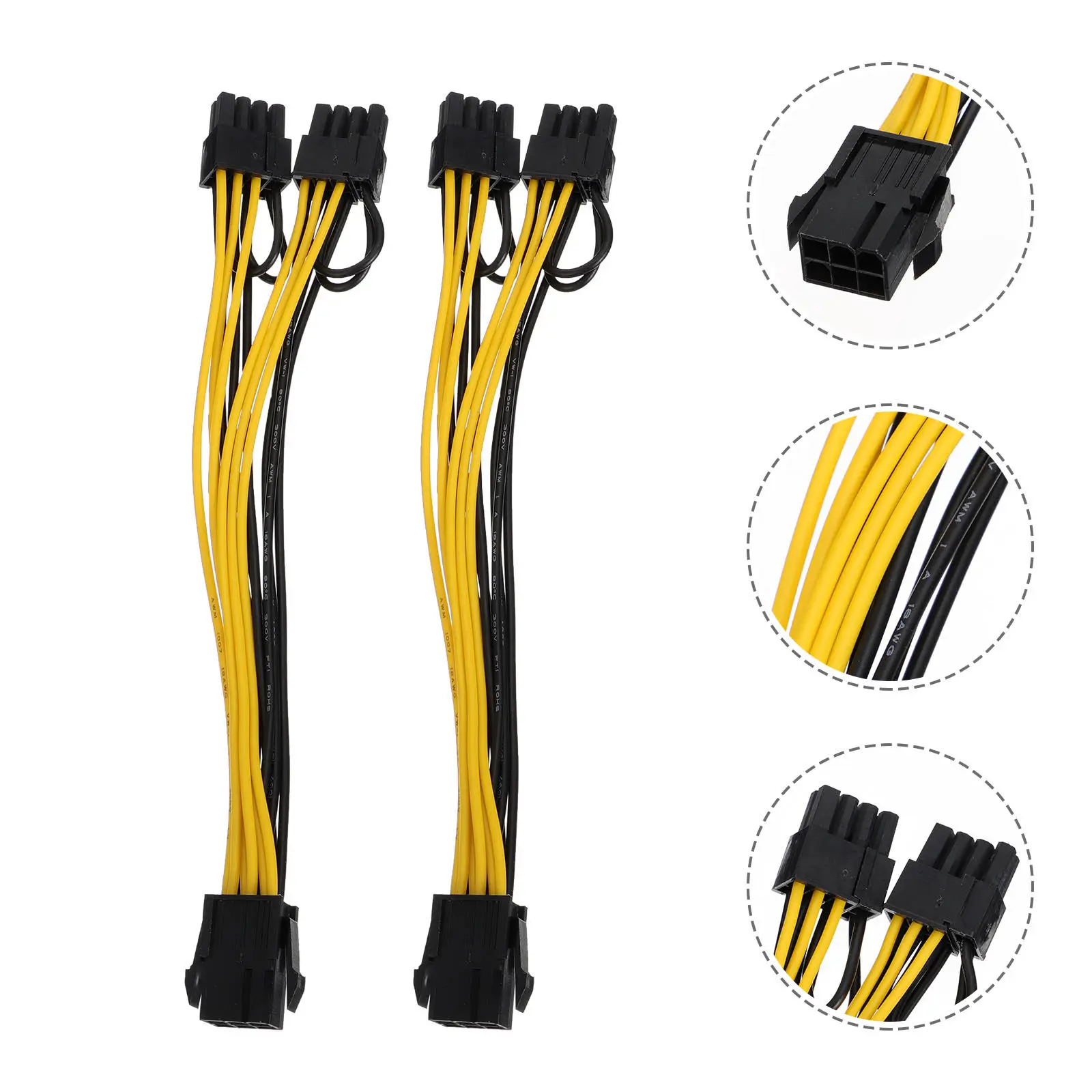 10 câbles d'alimentation GPU 6 broches vers 8 broches pour cartes graphiques, câble d'extension fiable et durable pour l'alimentation des cartes graphiques.